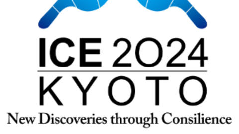 ICE 2024 blue butterfly-like logo with "New Discoveries through Consilience" text