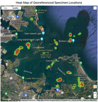 Heat map showing locations BHI ATBI specimens were collected
