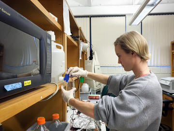 Paige in the lab